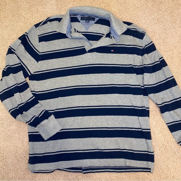 Tommy Hilfiger Long Sleeve‎ Block Stripe Polo - Picture 1 of 6